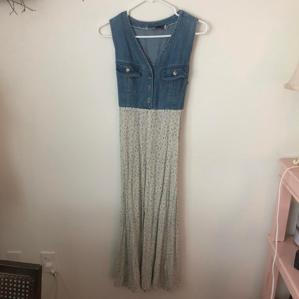 Vintage 90s denim floral fairycore dress